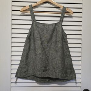 Athleta Women's Voyager Linen Tank XS (runs larger) Green Aspen Olive EUC